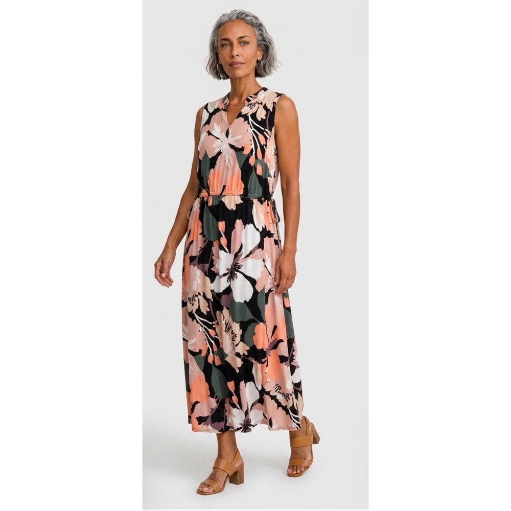 Liz Claiborne Floral Maxi Dress Womens XXL Multicolor Excellent Sleeveless Boho